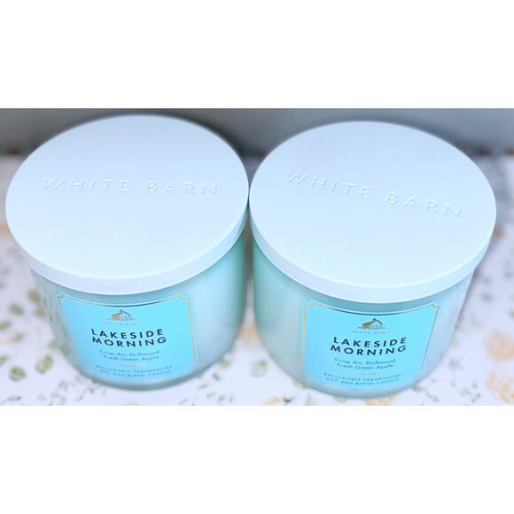 Lot of 2 Bath & Body Works Lakeside Morning Scented Large 3-Wick Candle 14.5oz - Picture 5 of 6